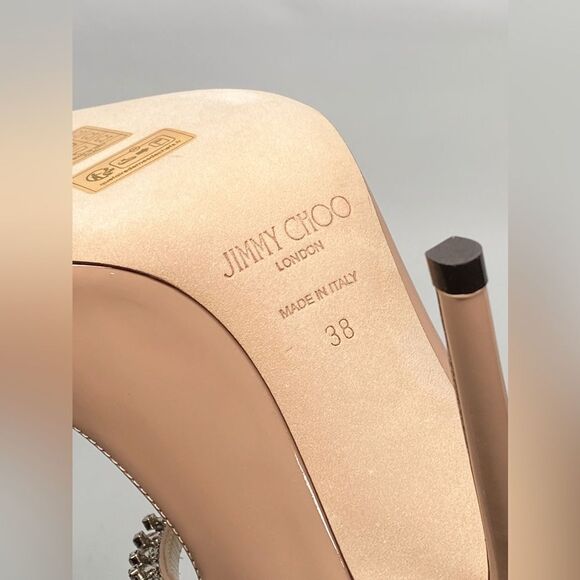 Jimmy Choo Bing 100MM Embellished Patent Leather Mules size 38 - Picture 15 of 15